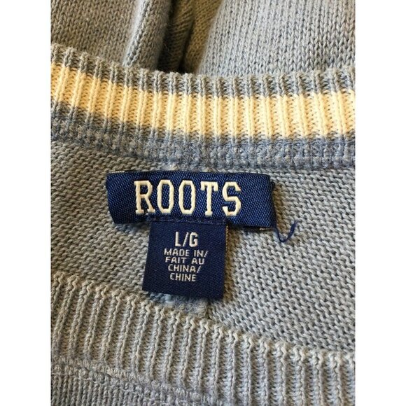 Roots Canada Athletic Dept Ramie Cotton Knit Jumper Sweater Blue Large - Picture 4 of 8